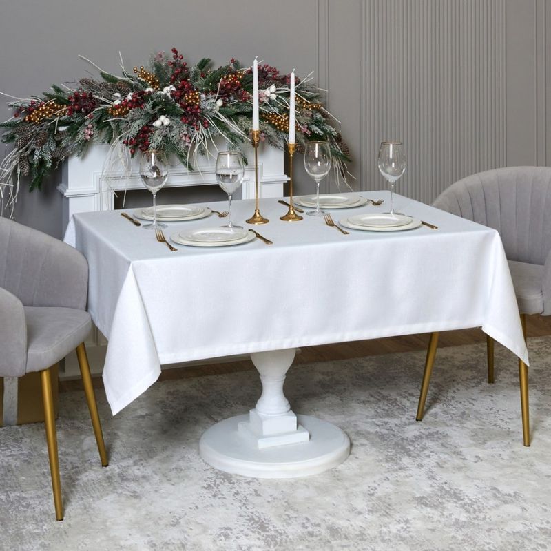 Скатерть 986-004-22 "ФЕЕРИЯ. СЕРЕБРО" (160*300см белый. ) хлопок, твилл пропитка