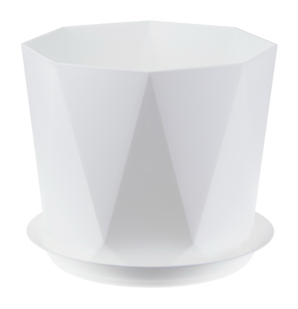 Кашпо ПРИЗМА  4,7л. d22см. с подд. КН3139Б (белый)