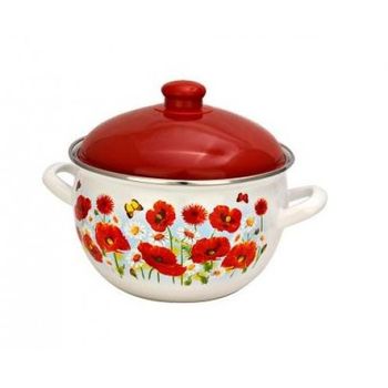 Кастрюля эмал.  2л. 6RH161M (шар) с\д Чер.