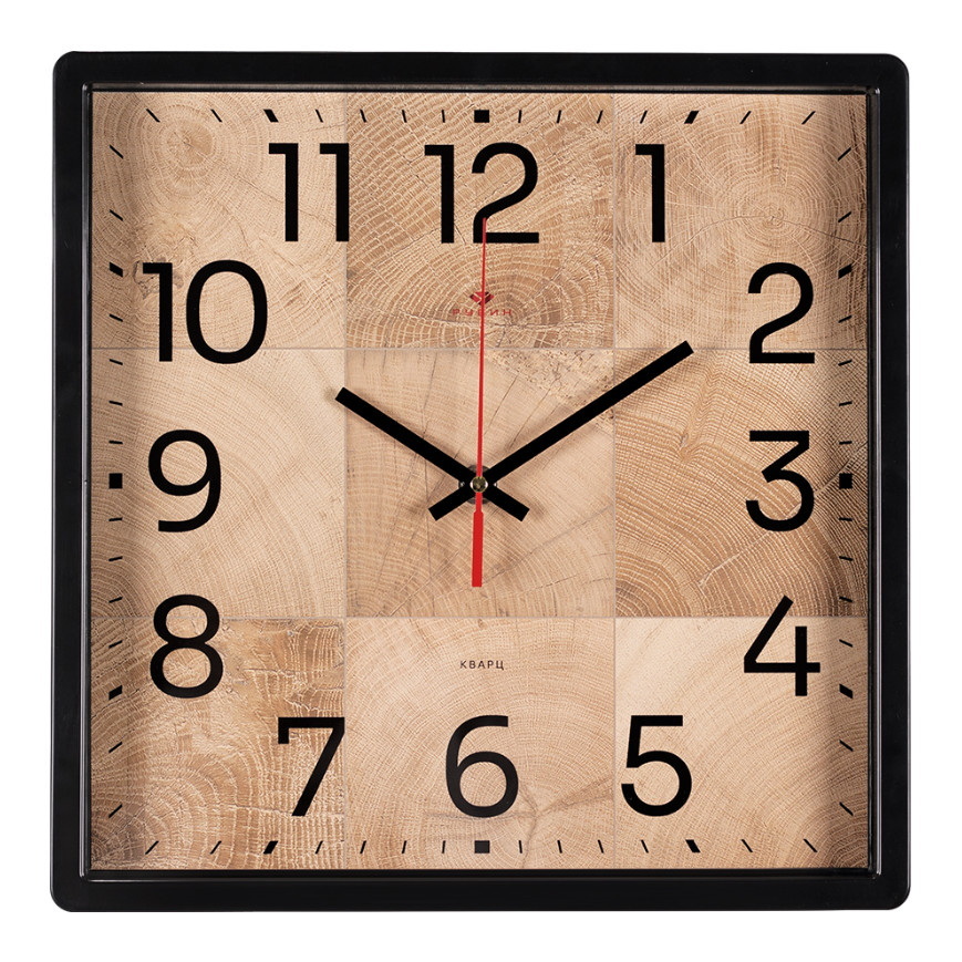 Часы настенные 3028-012 "Рубин"  (30*30см) черный "Фактура"