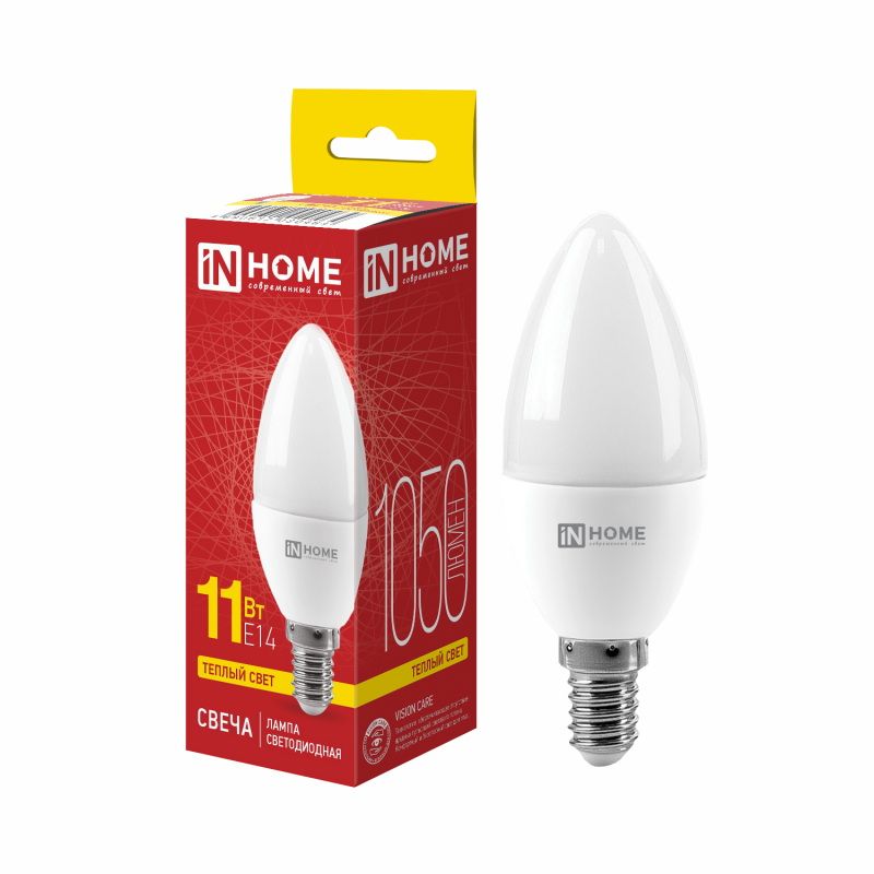 Лампа светодиодная 11Вт. LED-СВЕЧА-VC Е14 3000К 1050Лм. IN HOME
