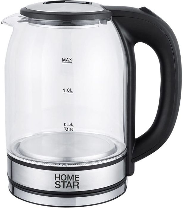 Чайник эл. HOMESTAR HS-1042 1,5кВт. 1,8л. стекло. диск 105222 Скр.
