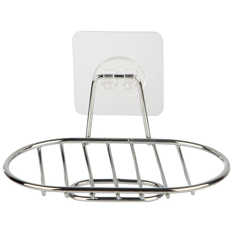 Мыльница BASIC 110764 подвесная, овал. (самоклеющ. основа, хром.) Скр