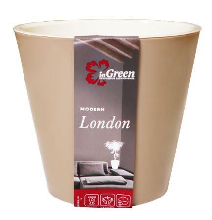 Горшок д/цв. "London" 1,0л. d125 ПЦ1552МШОК (молочный шоколад) с кашпо Горшок д/цв. "London" 1,0л. d125 ПЦ1552МШОК (молочный шоколад) с кашпо