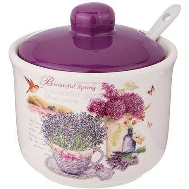 Сахарница 358-1827 "Лавандовая весна" 300мл. с ложкой ВД