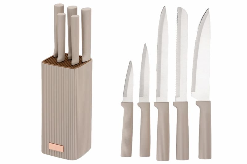 Набор ножей JEWEL ПС0002-16 (6 пр. 5 ножей на подставке) беж.