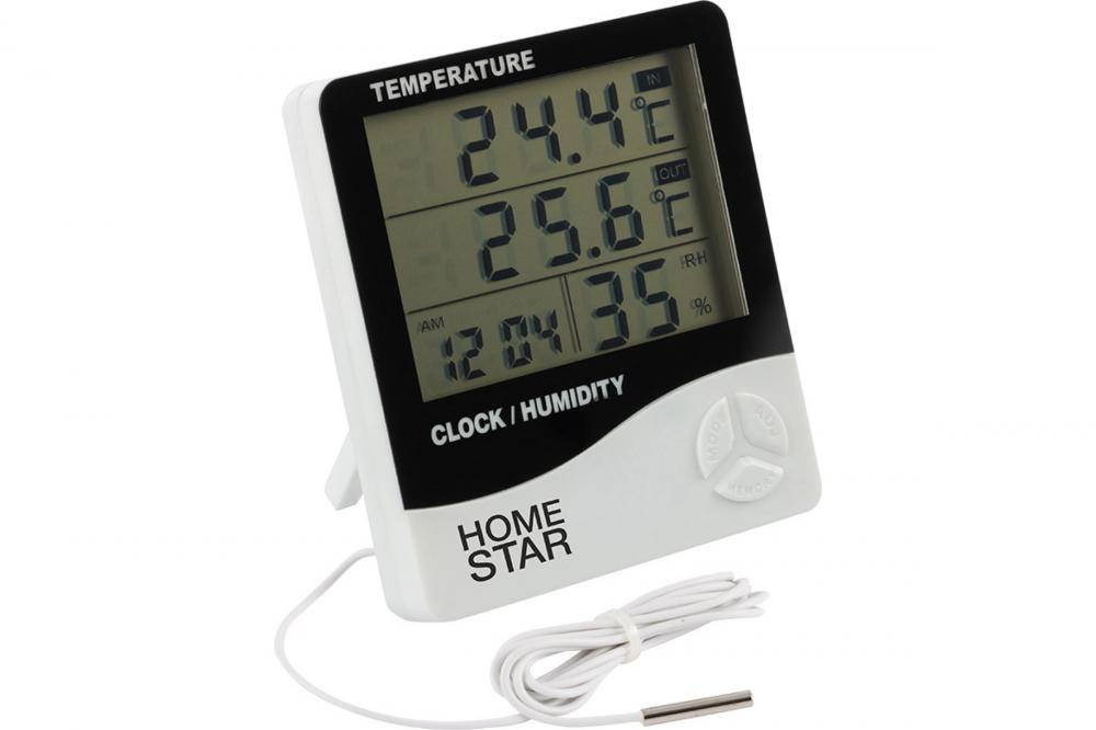 Термометр-гигрометр цифровой HOMESTAR HS-0109 104304 (с выносным датчиком) СКР Термометр-гигрометр цифровой HOMESTAR HS-0109 104304 (с выносным датчиком) СКР
