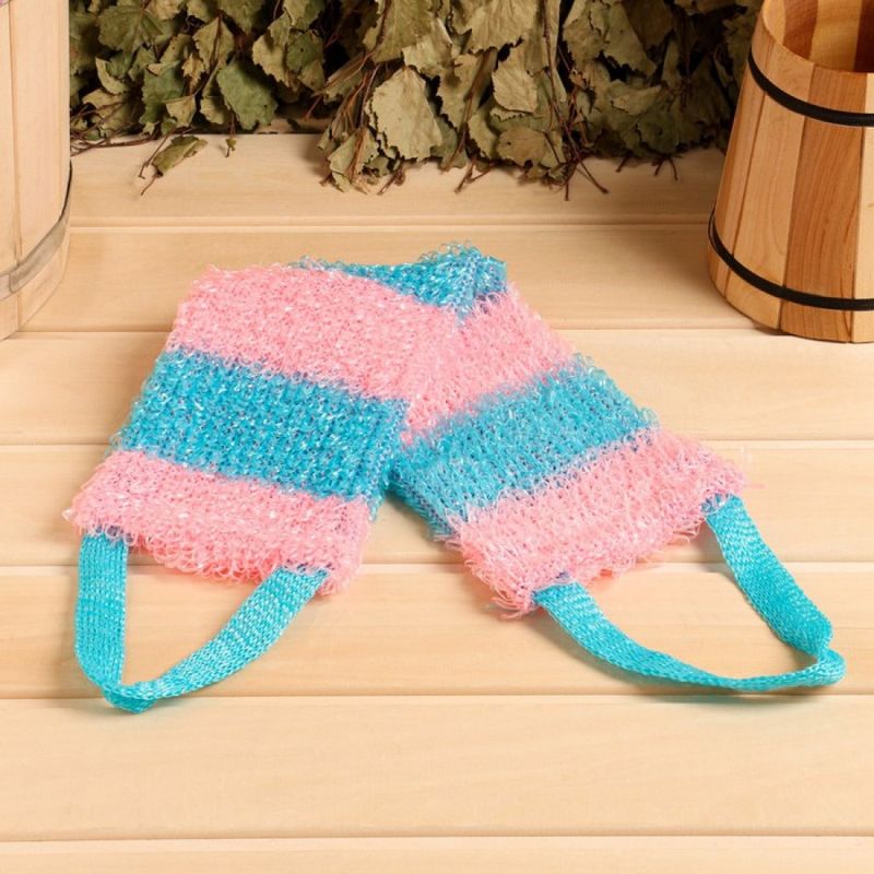 Мочалка "Мочало банное ", полосатая, М391021 45*12см Е