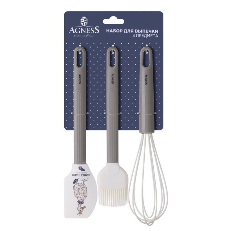 Набор: 3пр.: венчик, лопатка, кисточка 671-032 "Family" силикон ВД
