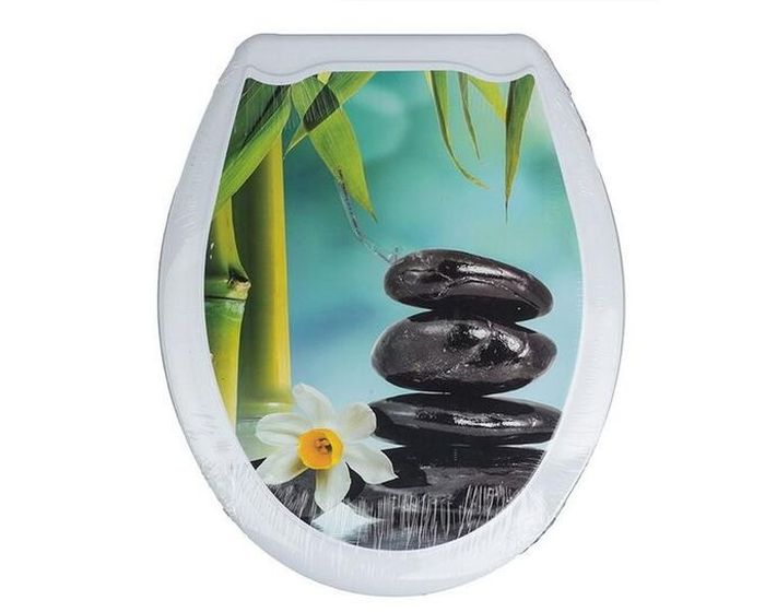 Сиденье д/унитаза "ОКЕАН" с рис. "КАМЕНЬ" жест. Нов.