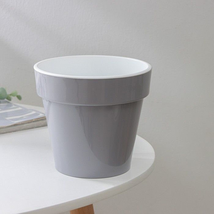 Кашпо ПОРТО 1,0л. со вставкой 1604 (серый шелк) ДП