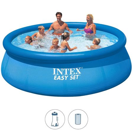 Бассейн 396*84см. EASY SET POLL 28142 с надувной кромкой (7290л. насос с фильтром) Intex