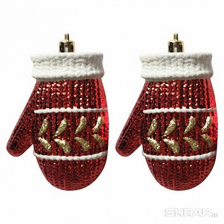Подвесн.украш. "Варежки" 007445 (набор 2шт.) (красный) Скр