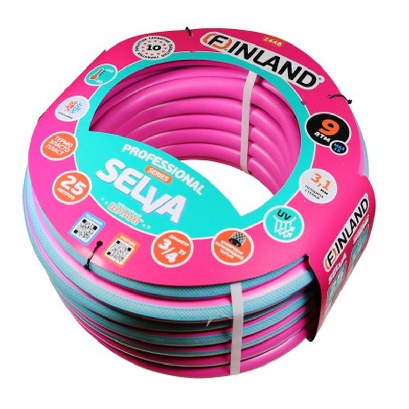 Шланг ТЭП "FINLAND SELVA" 1/2" 25м. 2632 3-х слойный, фуксия