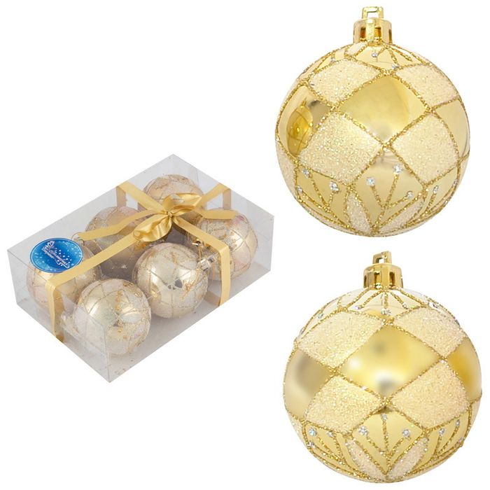 Шары с рис. РВD6-6-882-G (набор 6шт.) d6см. золото 101780 Скр.