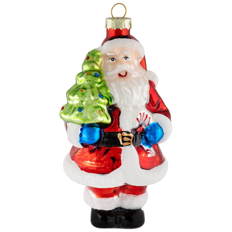 Подвесн.украш. "Дед Мороз с елью" 108574 (стекл.) Скр