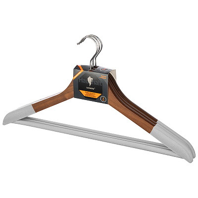 Плечики д/одежды дер. 107909 (набор 3шт.) флокир., т.-коричневый  Скр.