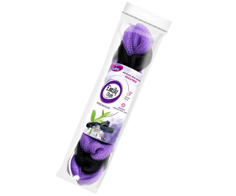 Мочалка банная Fresh idea КОСИЧКА 6358 (нейлоновая сетка) с ручками Арвитекс