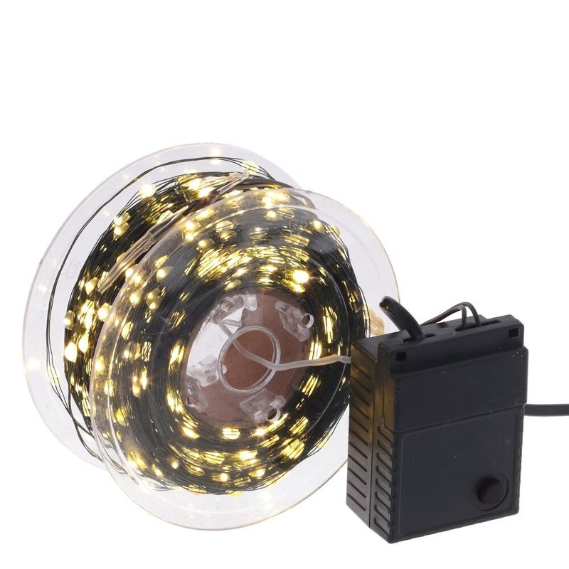 Гирлянда эл. нить100,0м 703446 "Роса" 1000 LED  теп.бел. 8 тип. свеч., 10W (зеленая леска) Р.