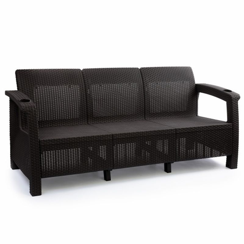 Диван РОТАНГ-плюс М8836 3-х местный(мокко) б/подушки 1880*700*790мм.