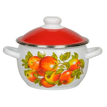 Кастрюля эмал.  4,0л. 6RH201M (шар)с\д Чер.