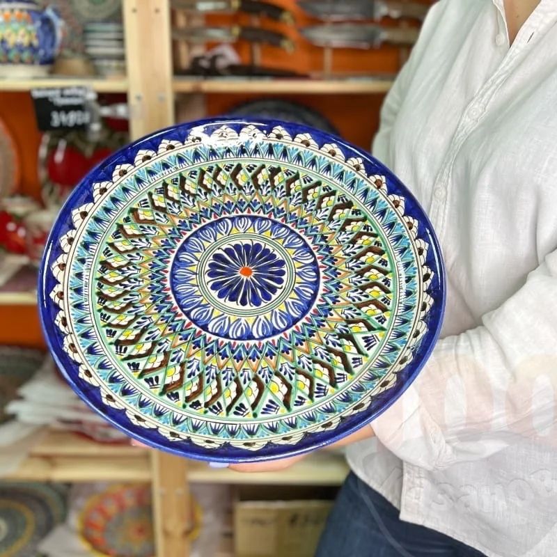 Ляган СИНИЙ (блюдо д/плова) 38см. (Узбекистан)