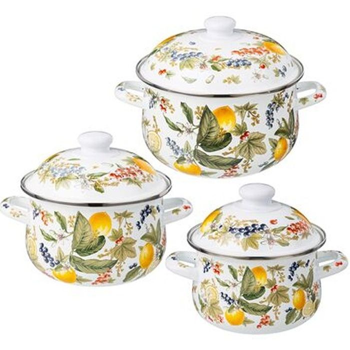 Набор посуды эмал. 934-707 "Фруктовая корзина" (3к.1,5/2,8/3,6л.) ВД