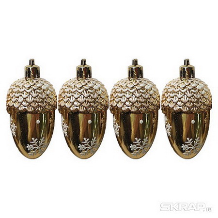 Подвесн.украш. "Желудь" 007455 (набор 4шт.) (золото) Скр