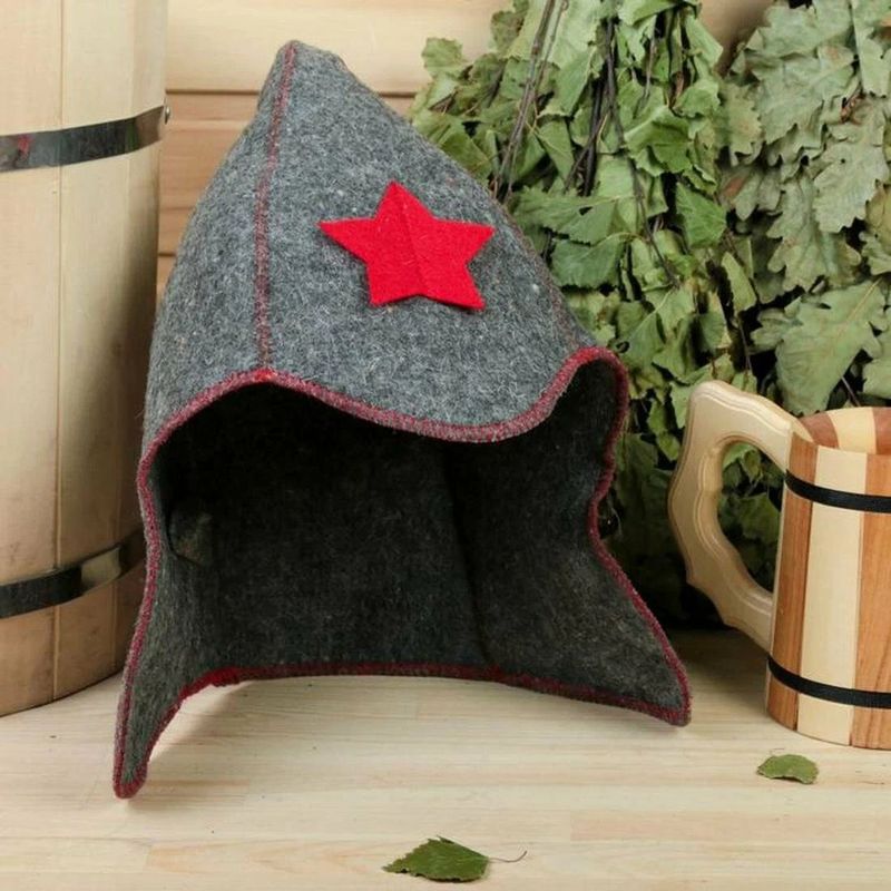 Шапка д/бани "Буденовка" Б413 , войлок серый Е