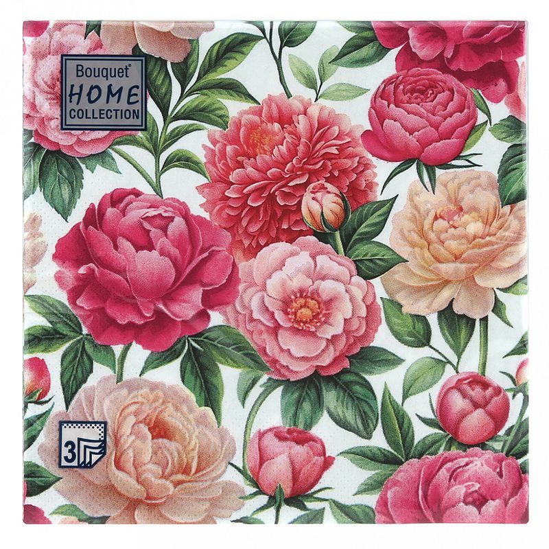 Салфетки бумажные 3сл. Home Collection Classic 25535/44740 (33*33см.) 20шт. "Любимые пионы" РБ