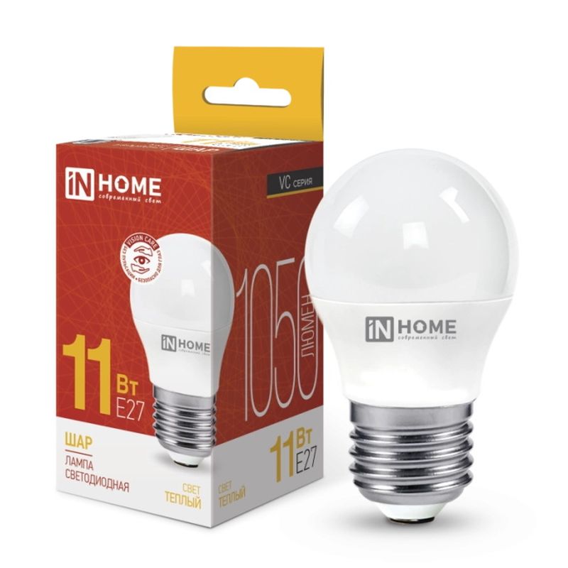 Лампа светодиодная 11Вт. LED-ШАР-VC Е27 3000К 1050Лм. IN HOME