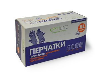 Перчатки нитриловые. OPTILINE XL б/напыления голубые 27-8020/27-2668 (1000пар/кор.) ОК