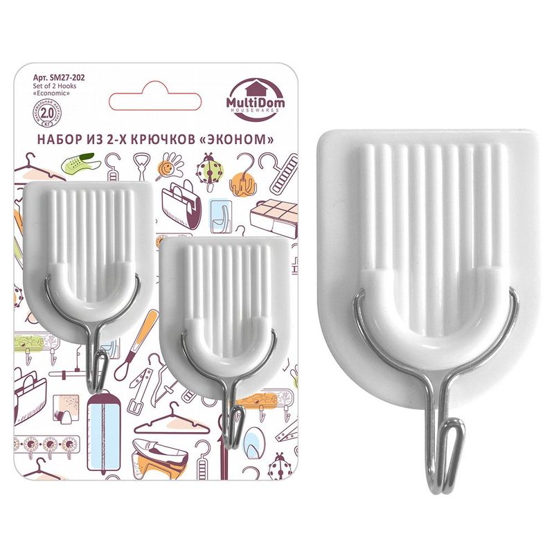 Крючок SM27-202 "Эконом" (2шт) (на самоклеющейся пленке) Мд