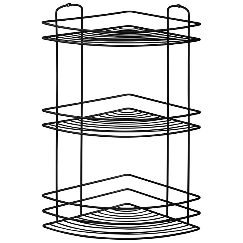 Полка д/ванной угл. 3-х ярусная BLACK 111180 (21*21*41,5см) черн. Скр.