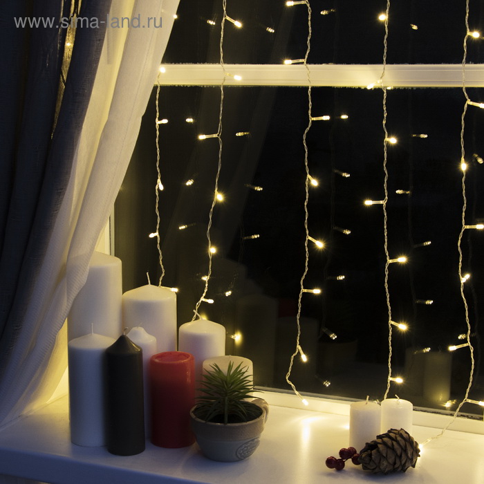 Гирлянда эл. занавес 1,5*1,0м 3584223 LED-180, 8реж. (теплый/белый)