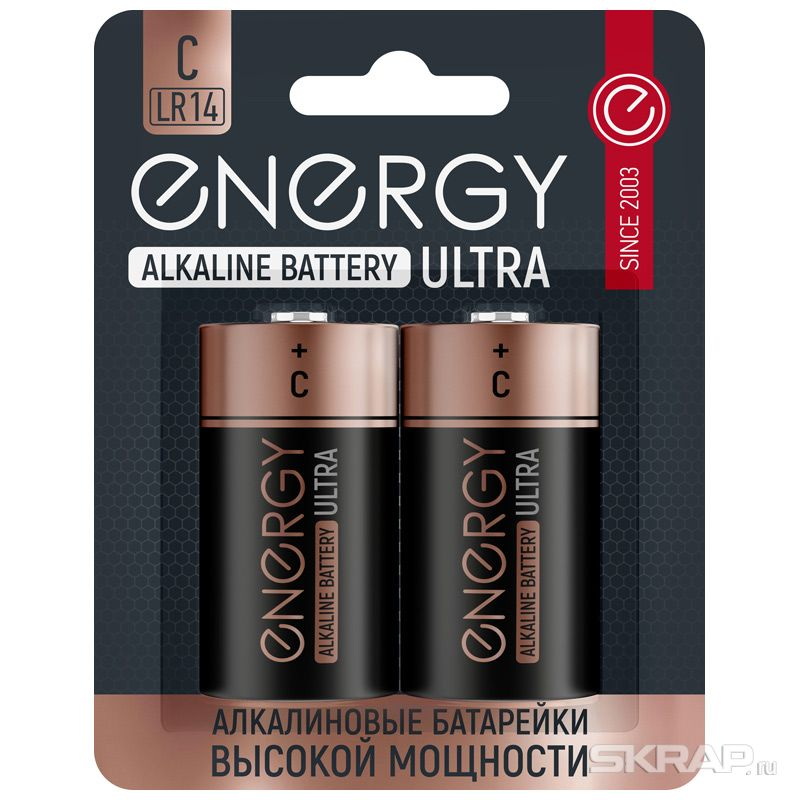 Батарейка алкалиновая Energy Ultra LR14/2В (С) 104982 СКР.