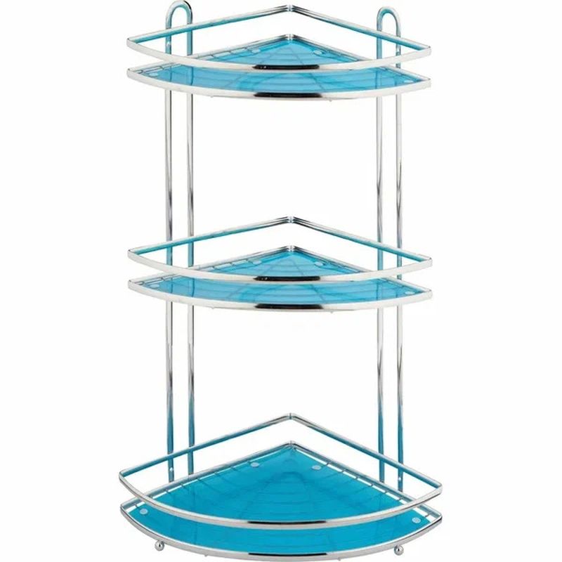 Полка д/ванной угл. 3-х ярусная W2937 004924 (25*25*59см) с ПВХ подложкой Скр.