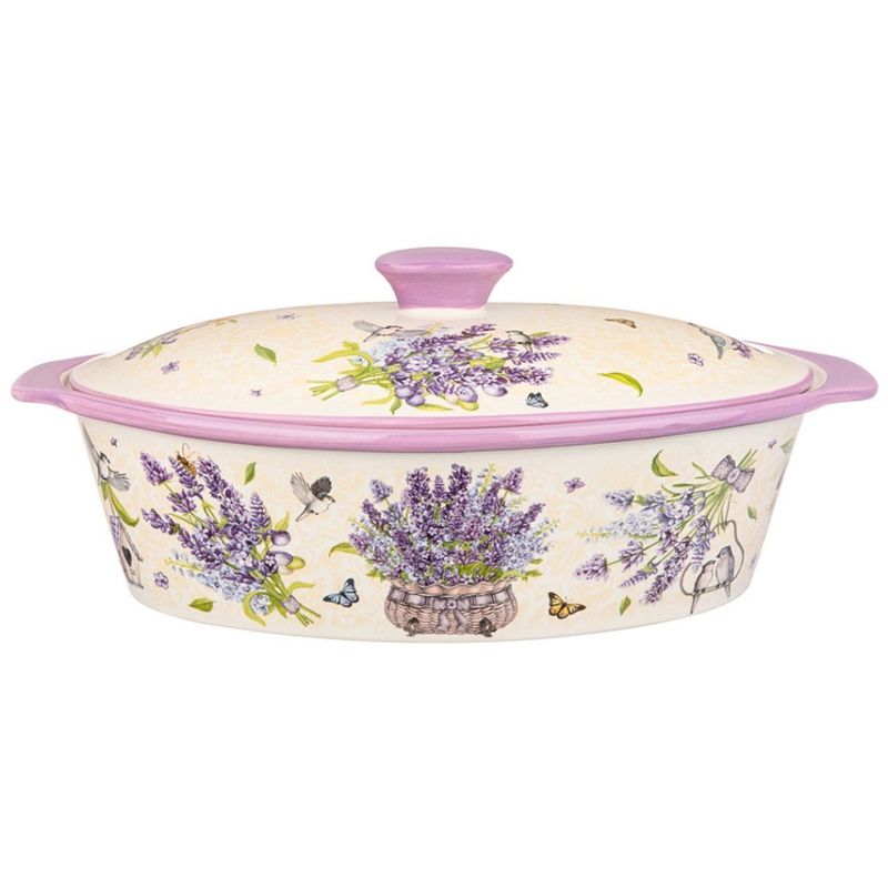 Форма д/запекания 536-254 "Лаванда" (37,5*22*15,5см)овал. с пл. крышкой ВД