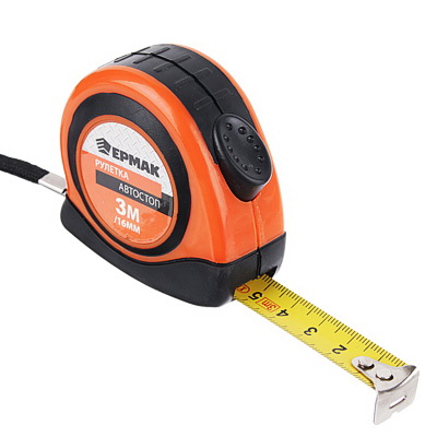 Рулетка  3м.*16мм. 658-120 (двухкомп. корпус, "автостоп") ЕРМАК