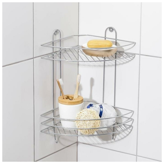 Полка д/ванной угл. 2-х ярусная VENTO PLUS 310848 (23*23*41,5см) Скр.