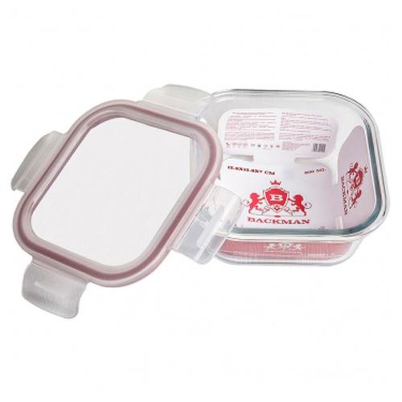 Контейнер BACKMAN BM-0102 0,8л. ( жаропр. стекло) пл. крышка
