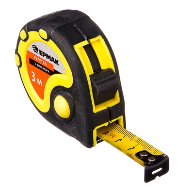 Рулетка  3м.*16мм. 658-124 (3 фиксатора, двухкомп. корпус) ЕРМАК