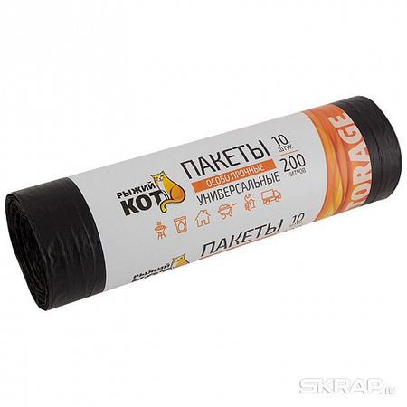 Мешки д/мусора 200л. (10шт/рул.) ПВД особо прочн. 006978 Скр.