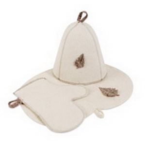 Комплект банный Б16 (шапка, варежка, коврик) войлок Е