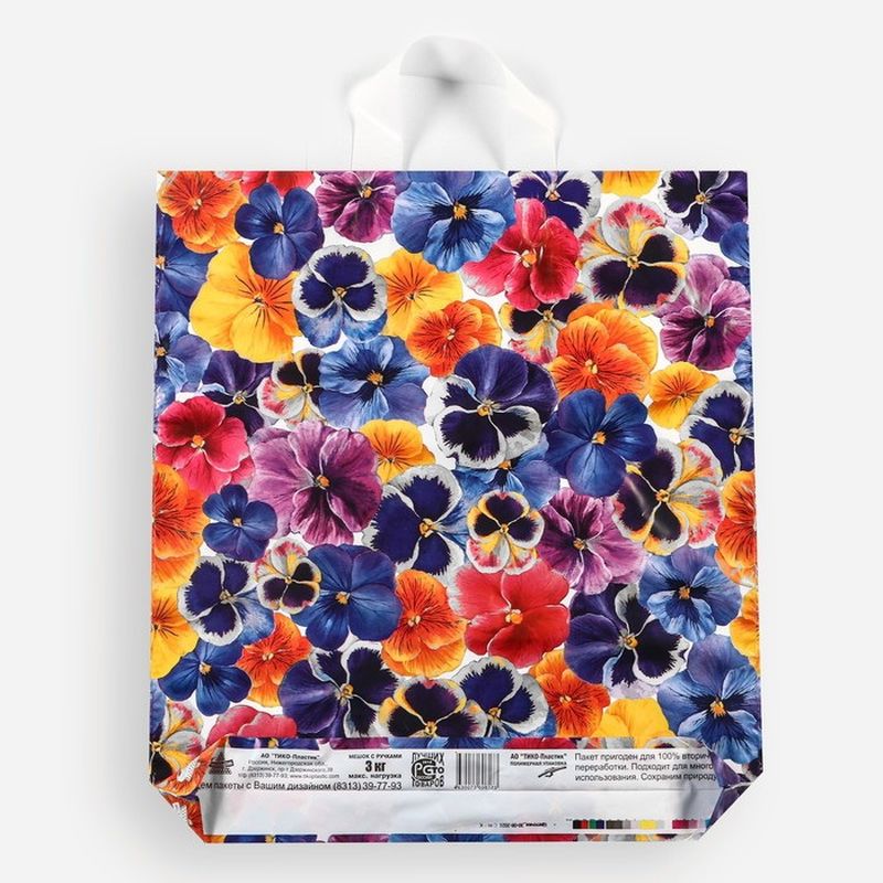 Пакет (петлевая руч.) 420*380мм. Цветочки 213101 Т-П