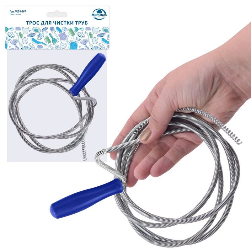 Трос д/чистки труб VL58-167 (1,5м. ) Мд