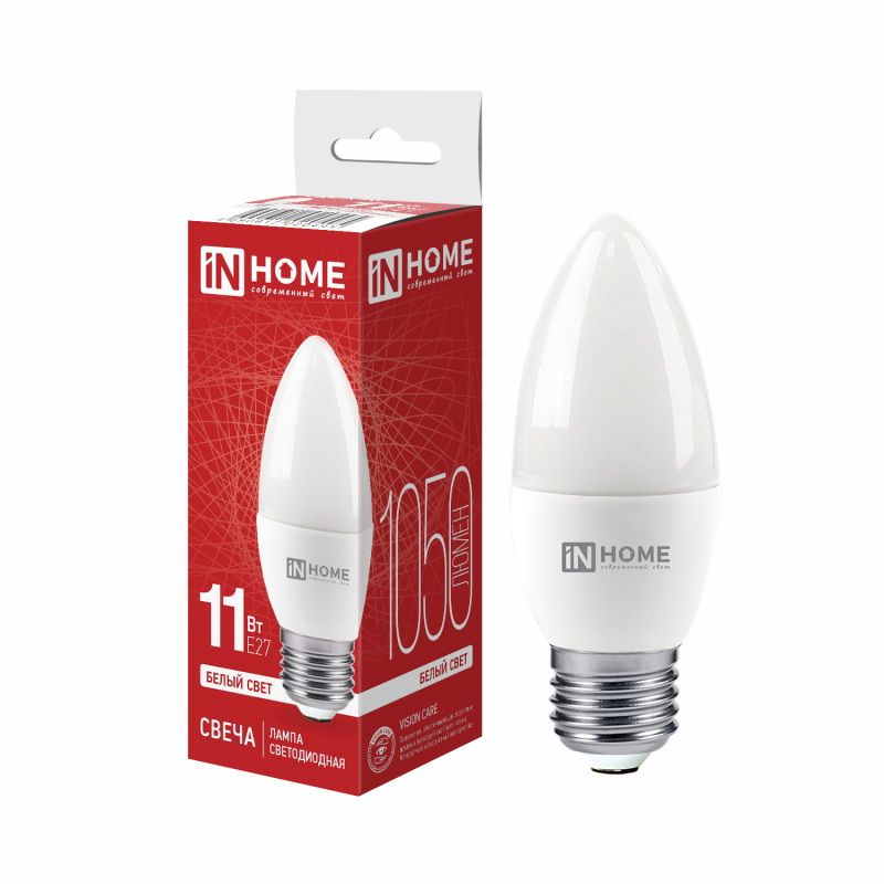 Лампа светодиодная 11Вт. LED-СВЕЧА-VC Е27 4000К 1050Лм. IN HOME