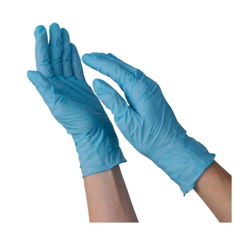 Перчатки нитровиниловые (M) 111217 голубые (цена за пару) Скр.
