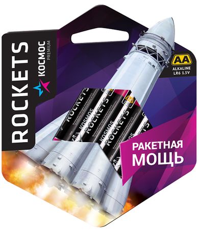 Батарейки Космос LR6 4*BL premium ROCKETS (576шт/уп.)