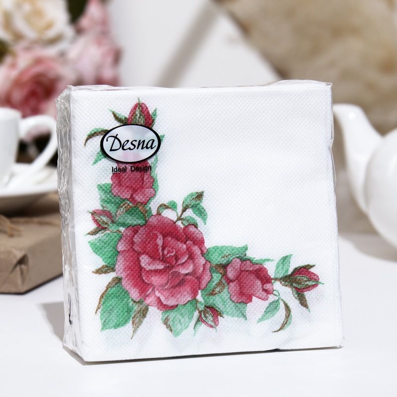 Салфетки бумажные 1сл. Design 57575/18616 (24*24см.) 40шт. "Дикая роза" РБ